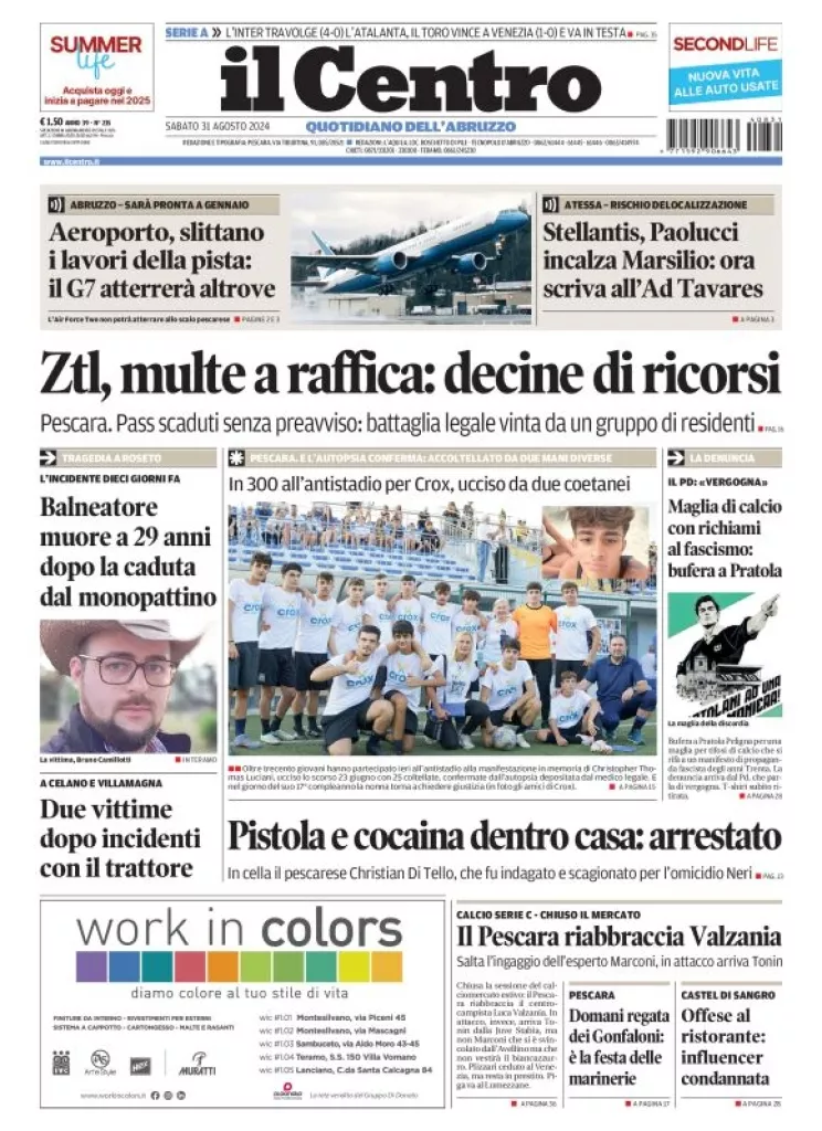 Prima-pagina-il centro-oggi-edizione-del-2024-08-31